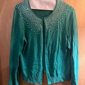 GAP Teal Cardigan with Embellishments